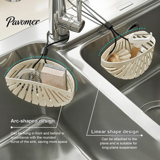 Drainage Basket for Kitchen Sink Drain Basket, Shell Shaped Hollow Hanging Sponge Countertop Space Saver Holder, Large Capacity Brushes And