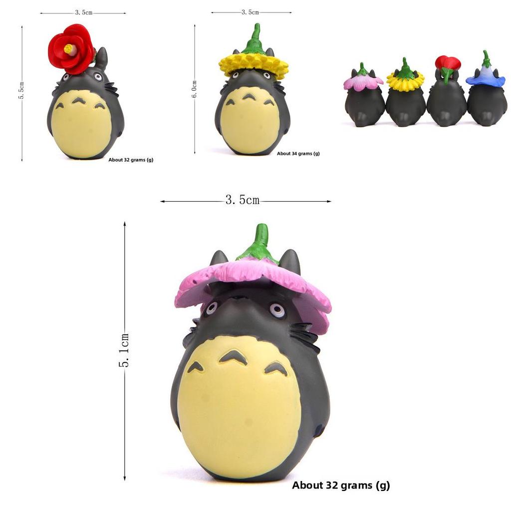 My Neighbor Totoro Cartoon Resin Art Piece With Flower Design For Celebration And Collectors Display