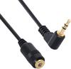 AQQUP 90 Degree Right Angle 3.5mm 3 Pole Audio Stereo Male to Female Extension Cable 10cm Black