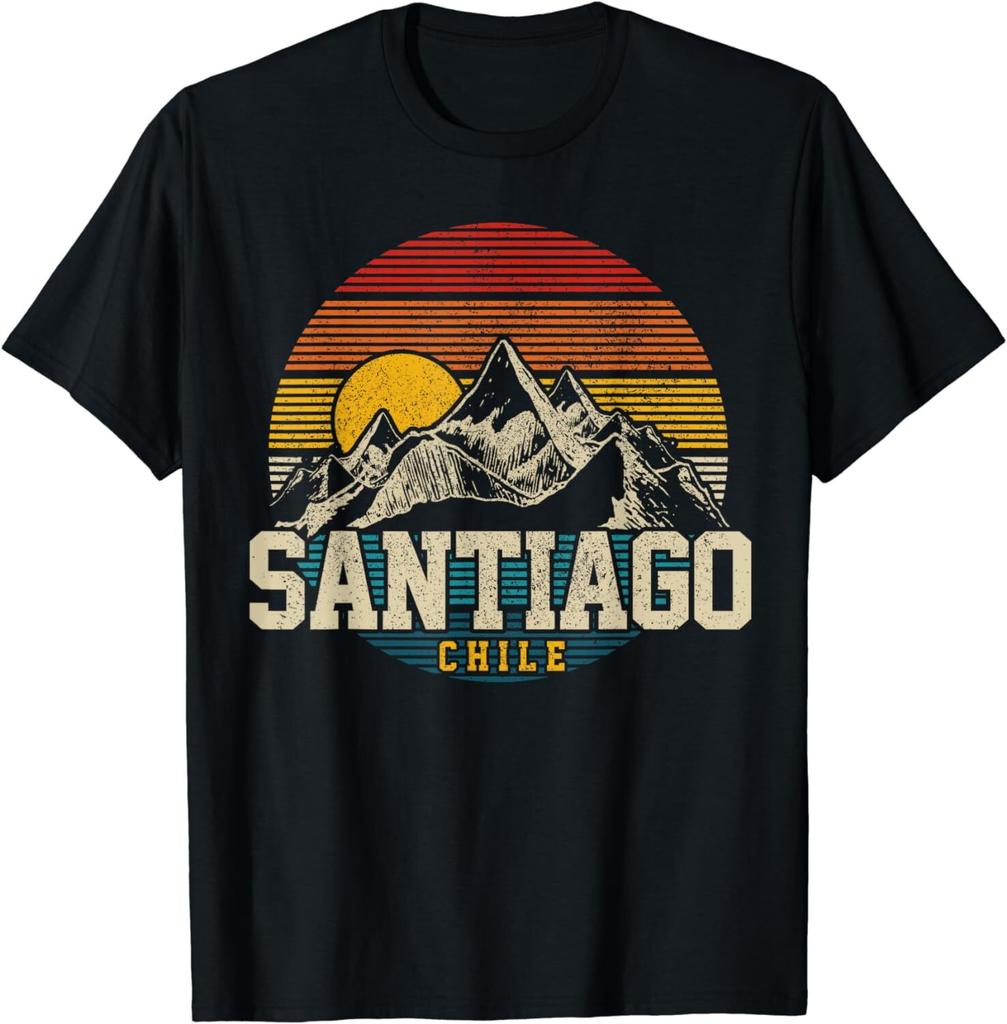 Santiago Chile Vintage Hory Retro Suvenýr Dárek Tričko Unisex Tričko