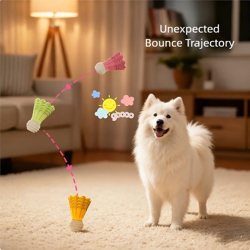 Durable Dog Chew Molar Toy Badminton Shape Training Stick Tough Bite Resistant Rubber Toy For Self Playing Boredom Relief