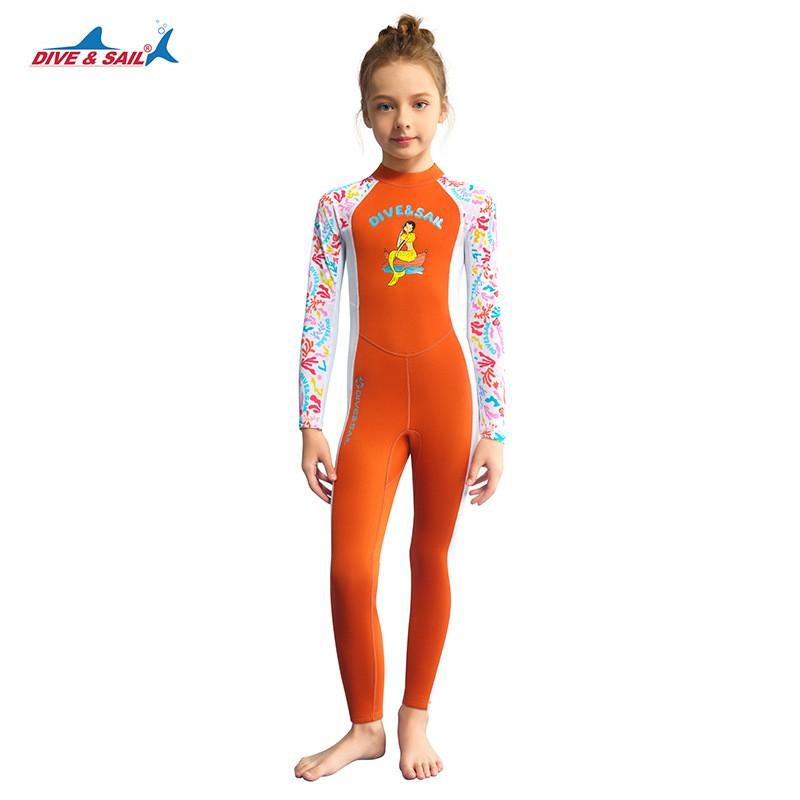 Children's Diving Suit Women's 1.5MM Thermal One-piece Swimsuit Lycra Long-sleeved Breathable Snorkeling Jellyfish