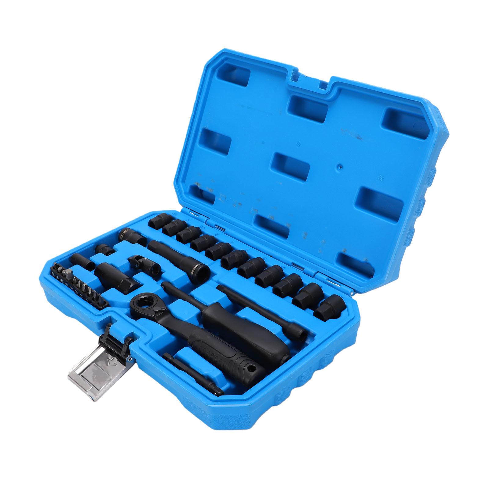 

Pass Through Ratchet and Socket Set 1 4 Inch Drive 72 Tooth Ratchet Socket Wrench with Connecting Rod and Adapter
