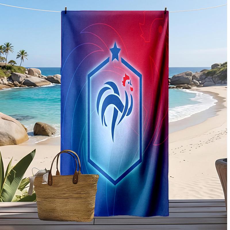 France Football Print Beach Towel Quick Dry Super Absorbent Soft Bath Towel for Swimming Beach Travel Fan Souvenir Gift