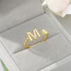 Zircon Initial A-Z Letter Rings For Women Gold Color Stainless Steel Open Finger Ring Alphabet Wedding Couple Jewelry Gifts