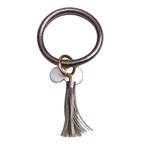 LLavero de piel sintética con dije de borla para mujer, llavero de Soporte para Llavero, regalo