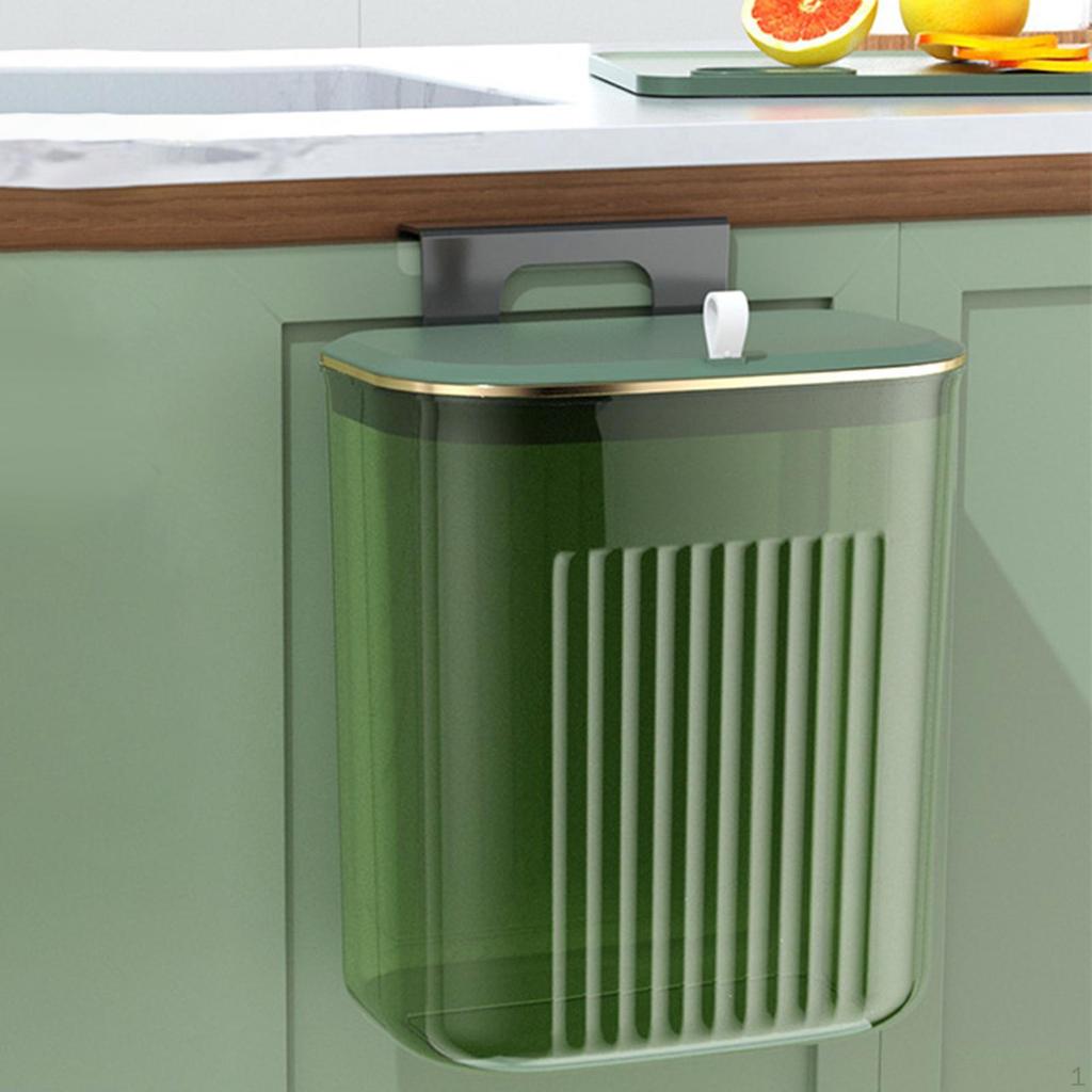 Hanging Trash Can with Lid Food Waste Bin Kitchen Compost Wall Mount Garbage for Countertop