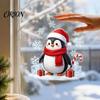 Removable Window Art Christmas Cartoon Penguin Sticker, Cute Decal with Santa Hat And Seasonal Home Ornament Scarf Design, PVC Waterproof Static Glass