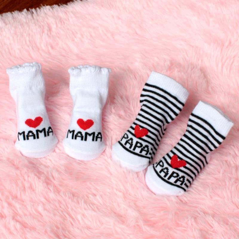 Süße Love Mama Babysocken für Mädchen und Jungen, weiche Babysocken für Neugeborene und Kleinkinder, gestreift