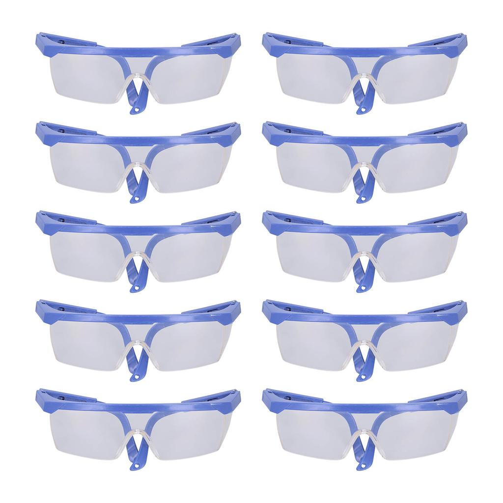 10Pcs Safety Goggles Plastic Protective Glasses Adjustable Eye Wear Set Kit for Laboratory