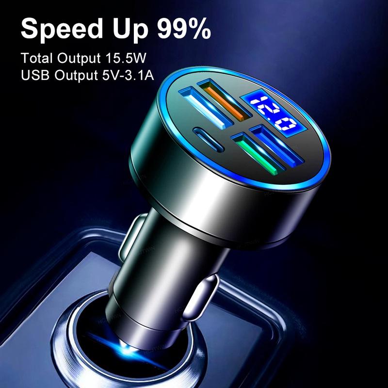 5 Ports 150W Car Charger Fast Charging PD QC3.0 USB C Car Phone Charger Type C Adapte
