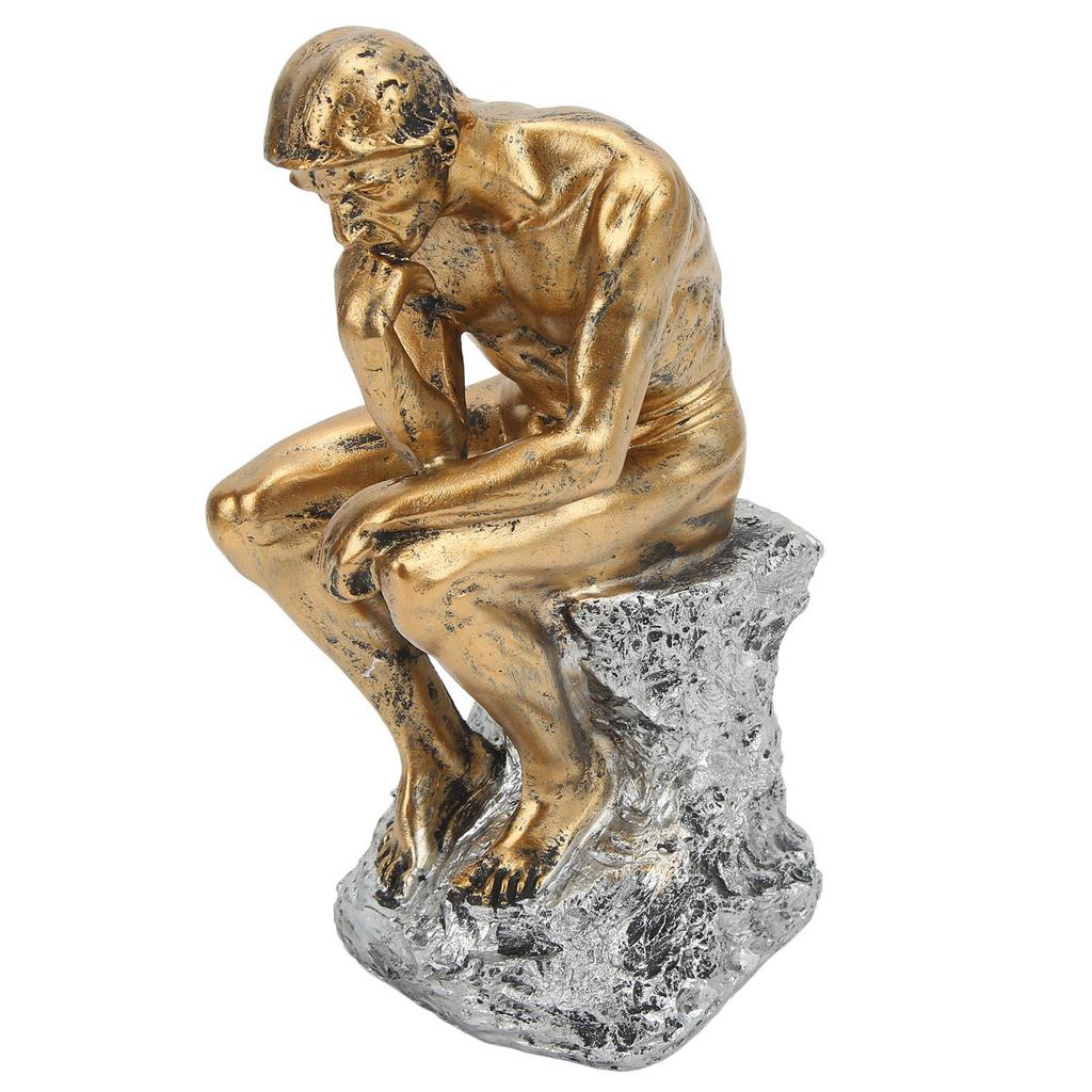 Statua del Pensatore Stile Retrò Linee Energetiche Stabile Antiscivolo Resina Durevole Statua dell'Uomo Pensante per