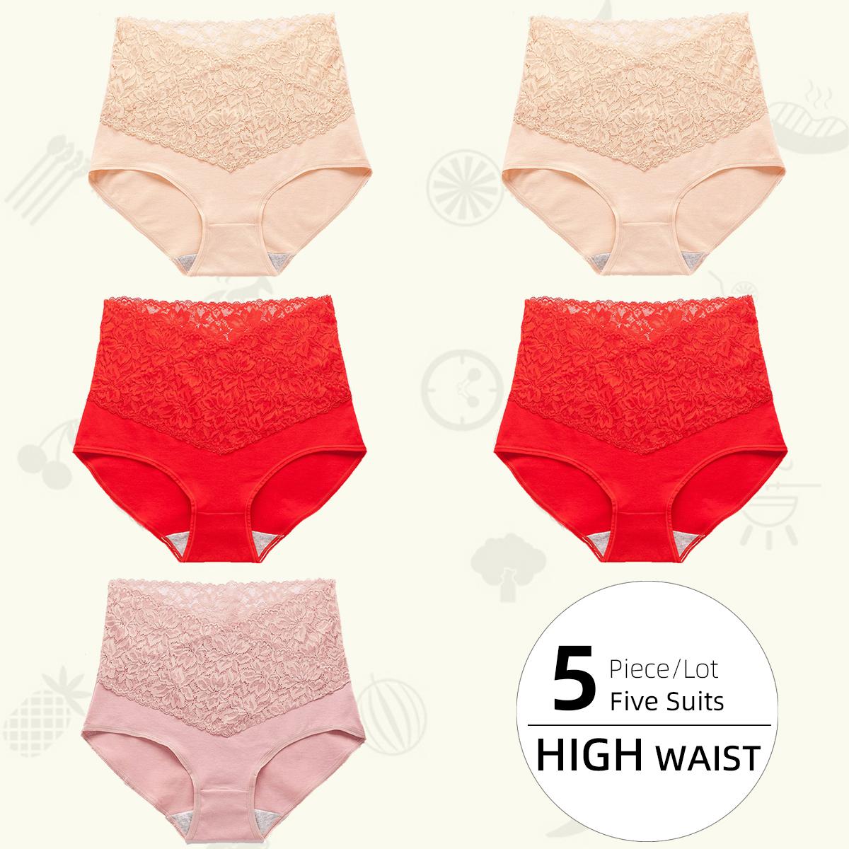 

Кружевные женские трусики с высокой талией из чистого хлопка, трусики с промежностью спереди и сзади, герметичное нижнее белье, женские трусы 3XL