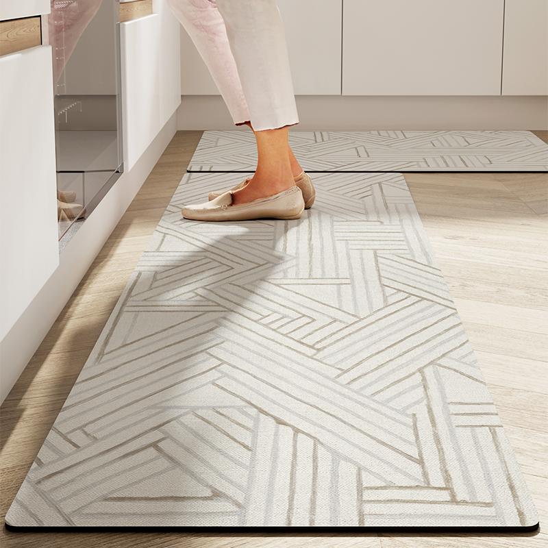 Floor Mat for Kitchen Waterproof Non-slip Oil-proof Carpet Minimalist Line Texture Long Size Rugs Entrance Home Decoration Mats