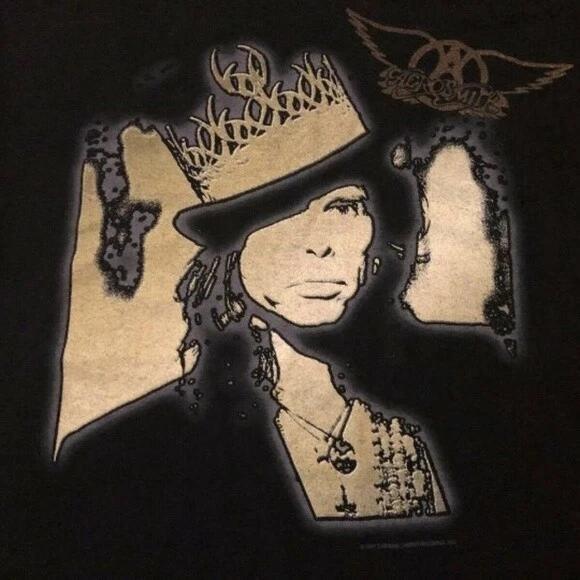 Aerosmith Steven Tyler Nine Lives Tour Shirt Black Men All size T-shirt E565 2XL