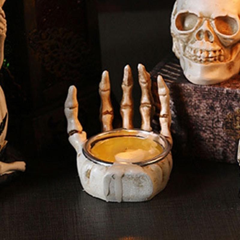 Decorative Hand Tea Light Stand for Indoor Room Styling, Seasonal Shelf Display, Entry Table Use, Candle Not Included