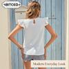 Women's Fashion Casual Solid Color Print O-Neck Short Sleeve Blouses & Shirts