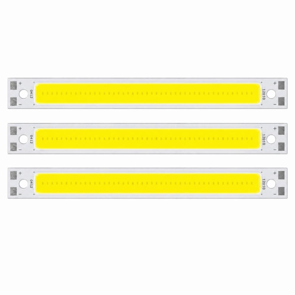 3PCS Durable Aluminum LED Light Chip Panel 10W 12‑14V COB LED Strip Lights 120x10mm 1000lm COB Lamps Bulb DIY