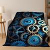Retro Metal Mechanical Wheel Gear Flannel Blanket Soft Warm Blanket Throw Blanket for Bedroom Living Room Bed Travel Picnic Gift