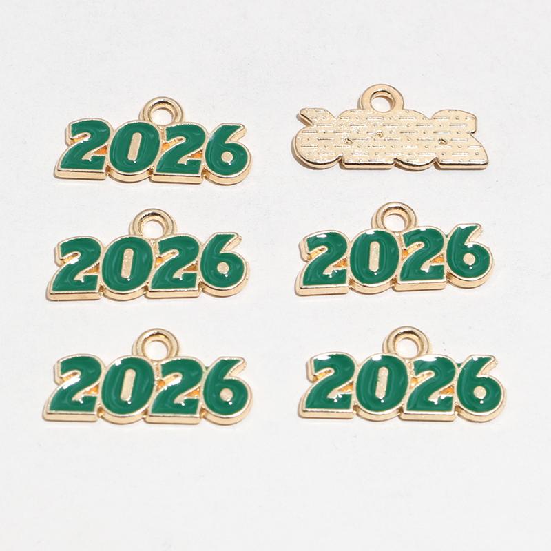 

20pcs 18x9mm Enamel Year Number 2026 Charms Pendant for Earrings Necklace Bracelet DIY Jewelry Making Accessories Findings