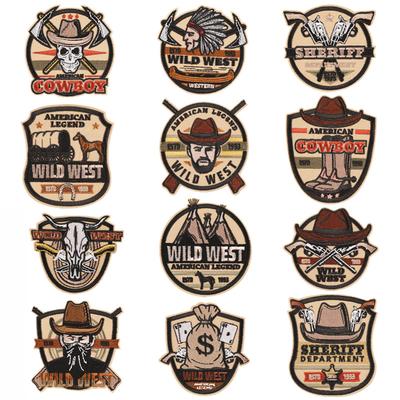 Embroidery Logo Badge Round Personalized Patch Sticker Western Denim Embroidery Sticker Patch Accessories Cloth Sticker
