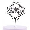 Acrylic Cake Topper Happy Birthday Black Square