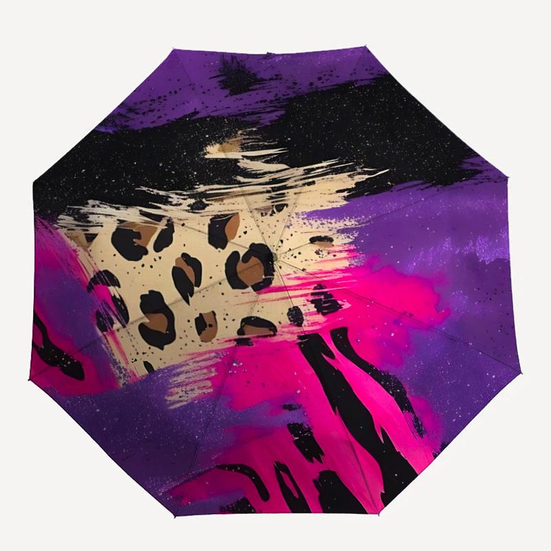

1pc Leopard Zebra Automatic Folding Umbrella - Compact 8-Rib Design, Durable Plastic & Iron, Lightweight for Outdoor Daily Use133