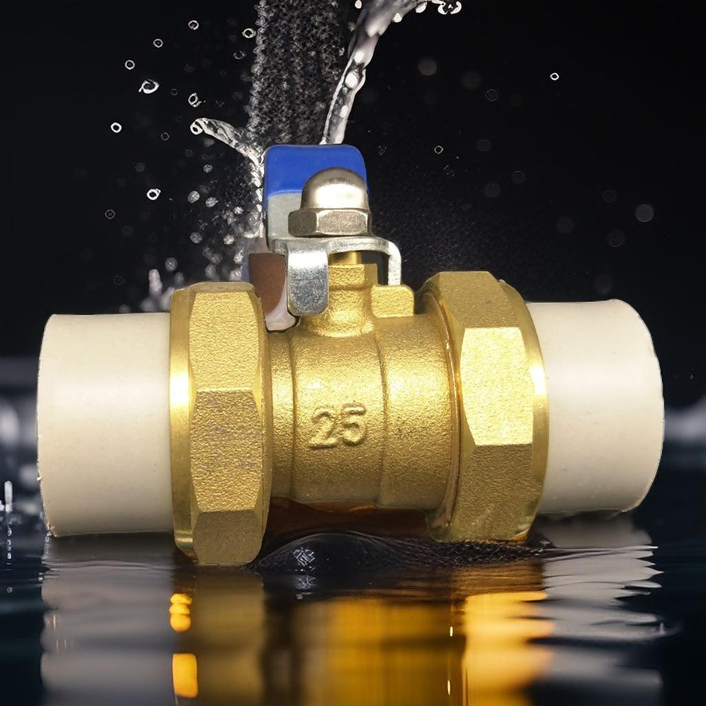 Brass Natural Color High-pressure Ball Valve PPR Double Headed Union Ball Valve Switch 4-point Straight Through Type