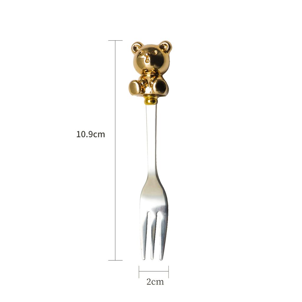 Creative Cute Cartoon Bear Coffee Spoon Dessert Fork Afternoon Tea Fruit 304 Stainless Steel Tableware Cutlery Kitchen Dining