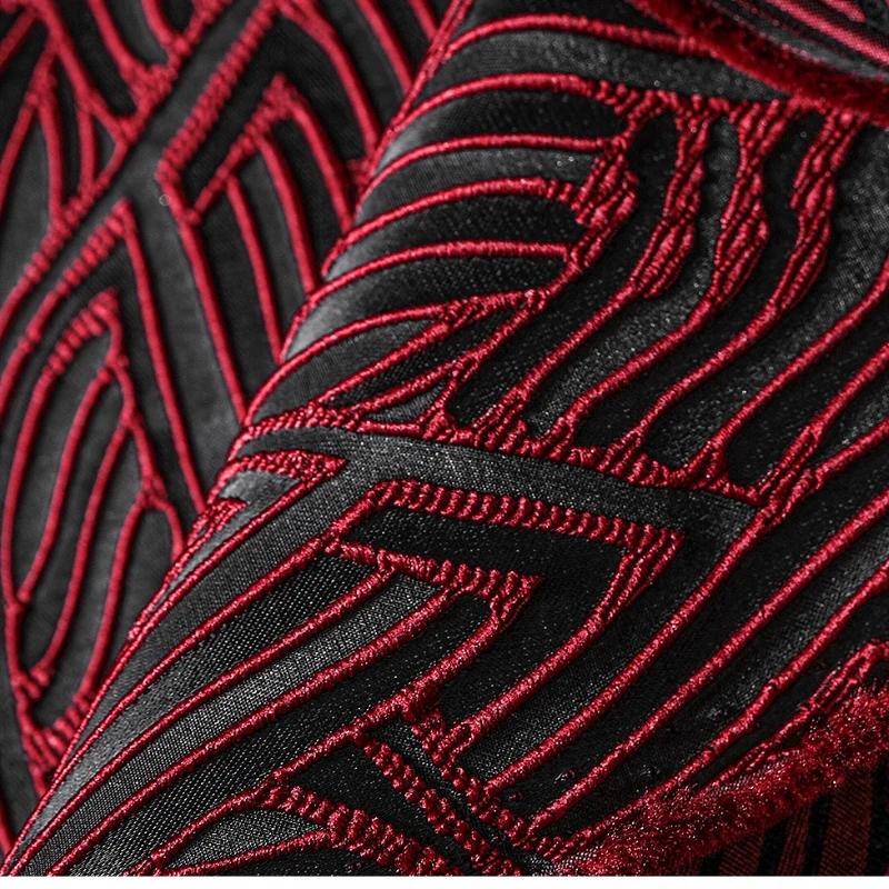 50x145cm Red Terraced Jacquard Fabric Staggered Texture Bump Creative Coat Shirt Skirt Clothing Designer Fabric