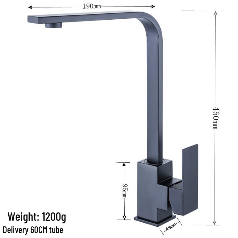 OEING Stainless Steel Matte Black Wall-Mounted Kitchen Faucet