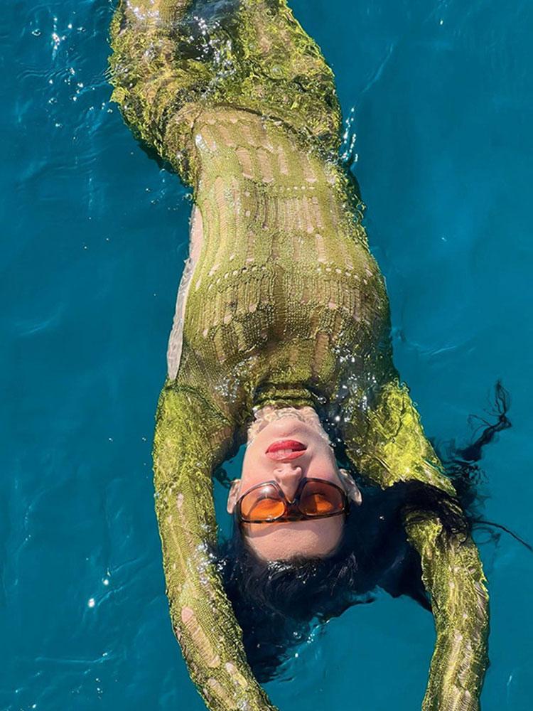 EDOLYNSA 2024 Sexy Backless Slim Cut Out Party Beach Maxi Dress Tricotat Beachwear Femei Piscina Vacanta Costum de baie Bikini Cover-up A2754