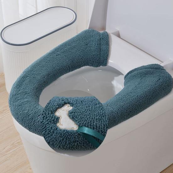 Toalettsetepute Myk komfortabel knappdesign Toalettsetetrekk Vaskbar Gjenbrukbar toalettpute for bad