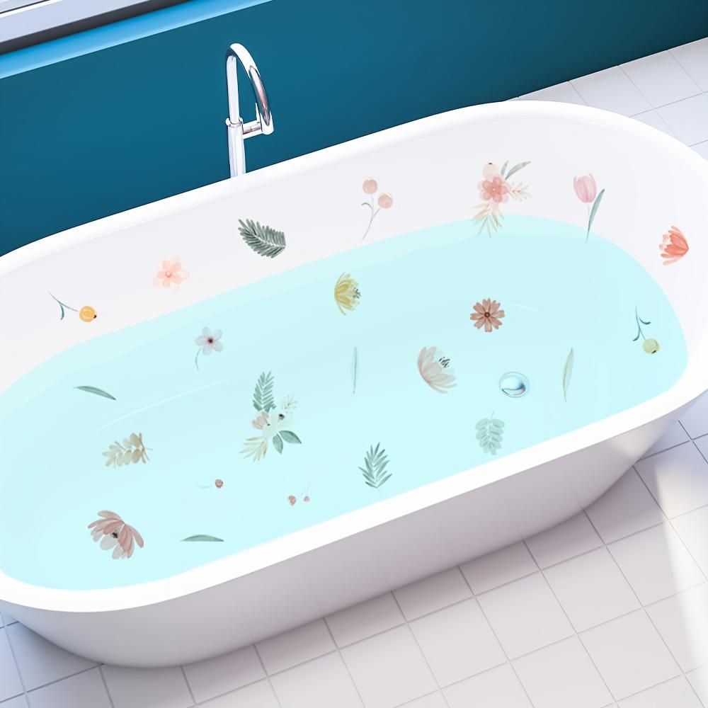 6pcs/Set, Non-Slip Bathtub Stickers, Fresh Floral And Botanical Patterns, Bathroom Stickers, Waterproof Frosted Plastic Tub Decals