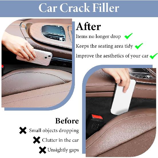 2 PCS Car Seat Gap Filler, Leather Seat Gap Plug To Fill The Gap Between Seat And Console, Universal Car Seat Crevice Blocker Stop Things From