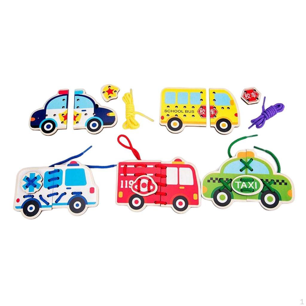 Wood Lace Block Puzzle Activities Board Developmental Toys,Wooden Lacing Threading Toys for Kids