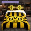 Borussia Dortmund 3-teiliges Bettwäscheset Weiches Bettbezug-Set mit Kissenbezügen Bedrucktes Schlafzimmer-Deko-Set für Zuhause