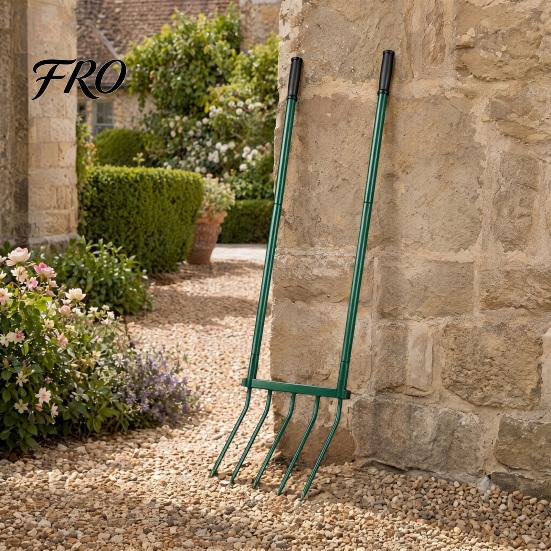 Heavy Duty Garden Fork 5-Tine Broad Fork, Pitchfork with Dual Handles, Gardening Hand Tiller, Digging for Planting, Gardening, Soil Aeration