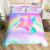 Unicorn Duvet Cover Twin King Cartoon Castle Comforter Cover Dreamy Magical Animal Bedding Set Rainbow Stars Bedspreads Cover