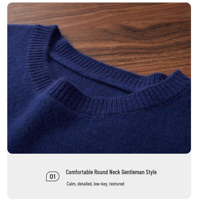 2025 Men's Autumn/Winter Color Block Cashmere Knit Jacquard Sweater - Loose Long Sleeve Base Layer