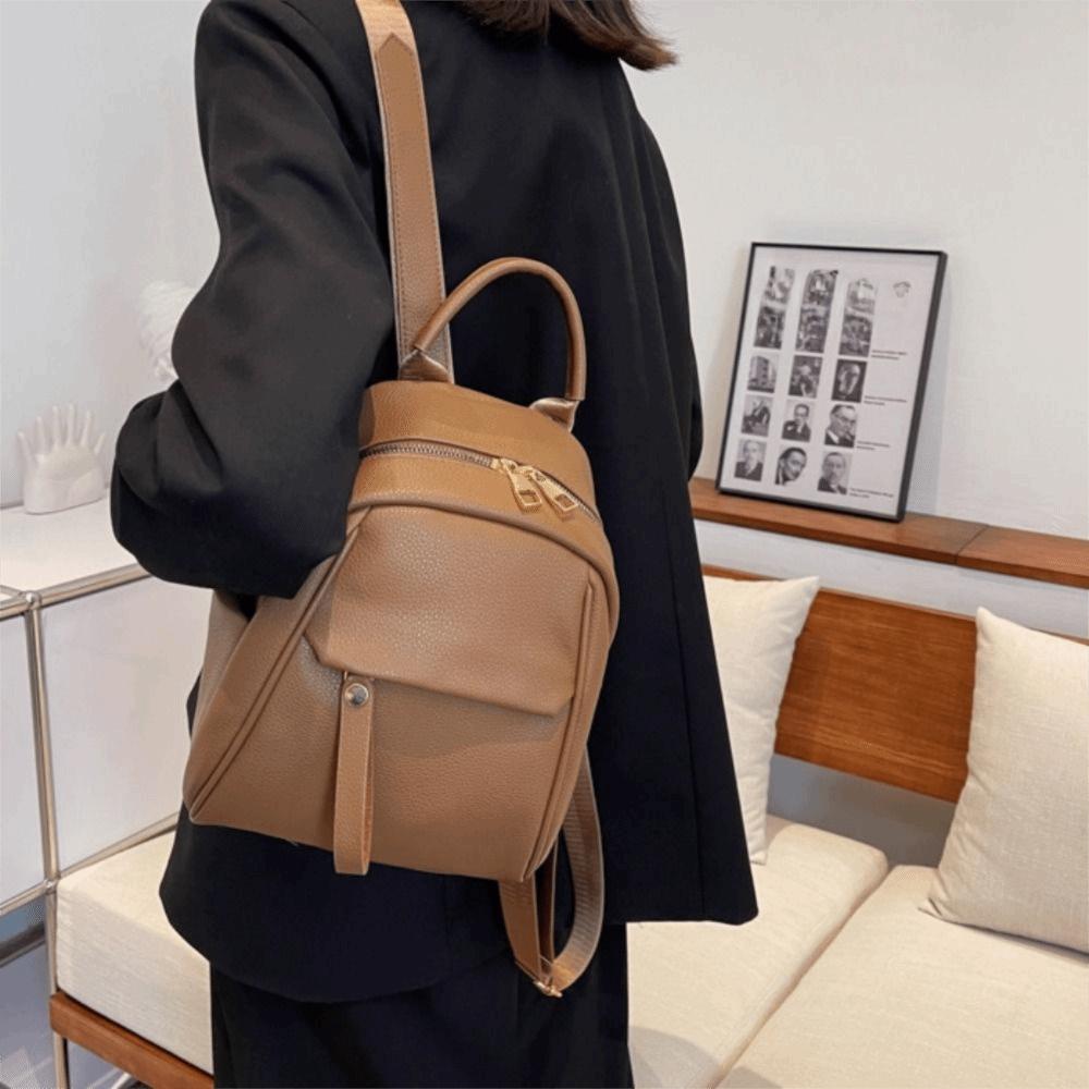 Soft PU Leather Backpack Multifunction Casual Handbag Fashion Shoulder Bag  Students