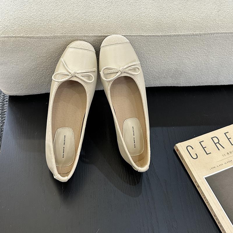 Fashion rose red bowtie flat shoes woman flock ballet flats  designer bow moccasins big size 35-42 slip on loafers zapatillas mujer
