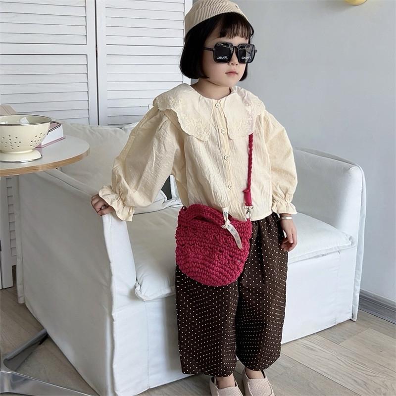 Stylish Knitted Kids Tote Bag Mini Hollow Design Unisex Crossbody For Toddlers