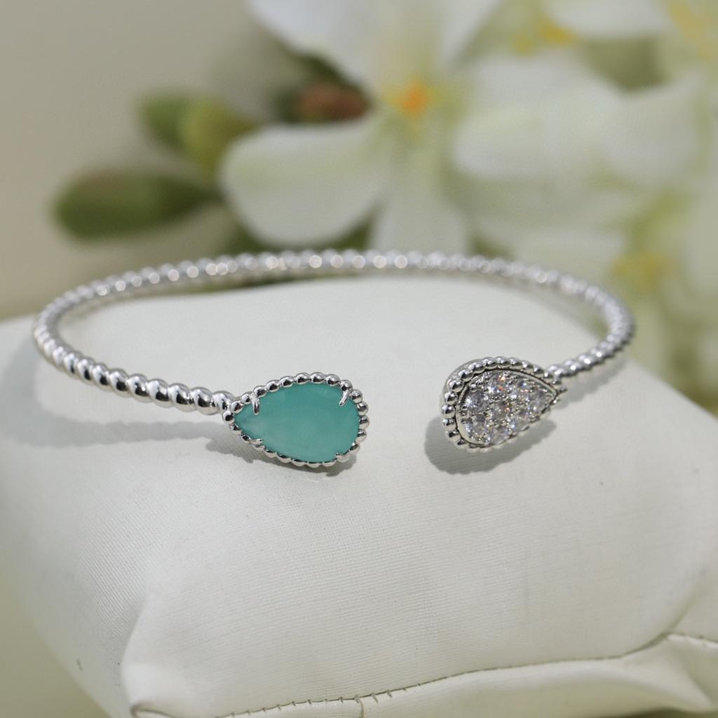 

Украшение в форме капли воды с инкрустацией бриллиантами, открытый браслет из гипоаллергенного материала, подарок на день рождения, бесплатная доставка, на каждый день, милое и романтичное