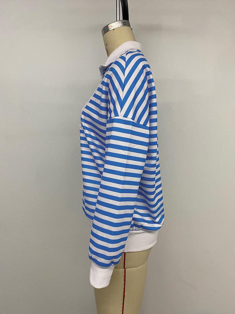 Autumn 2025 Women's Striped College-Style Loose Zipper Hoodie