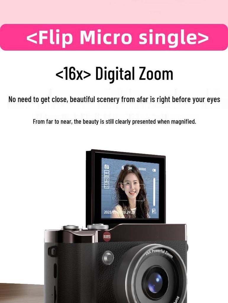Digitalkamera mit CCD-Sensor und zwei Objektiven - Retro-Klapphandy-Stil, Perfekt für Schüler und Kinder, Verbindung zum Handy.