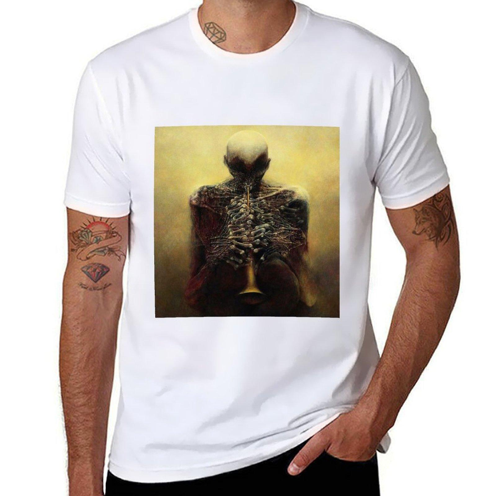 

Zdzisaw Beksinski art T-Shirt anime clothes heavyweights summer tops T-shirt men L