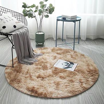 Nordic Style Round Carpet Living Room Home Rug Decoration Comfortable Soft Color Gradient Versatile Design Non Slip Pad