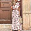 Women Short Sleeve Floral Maxi Long Dress Ladies Boho Party Evening Casual Dress