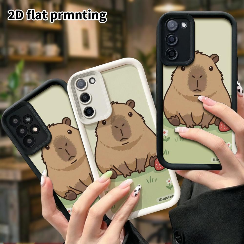 Phone Case: 2D Flat Samsung Galaxy A34 A35 M05 M06 S20 S22 S21 FE Plus 5G Layered Protective Case, Strawberry Capybara, Christmas and Halloween Gifts